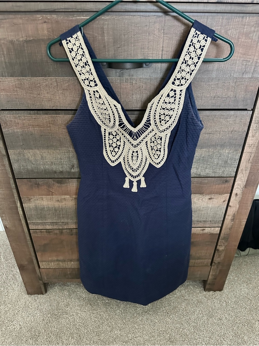 Lilly Pulitzer Navy Dress with Cream Crochet Yoke